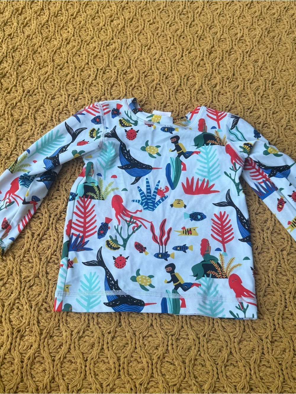 Hanna Andersson Toddler Girls Multicolored Mermaid Swim Top Rash Guard Size 85cm